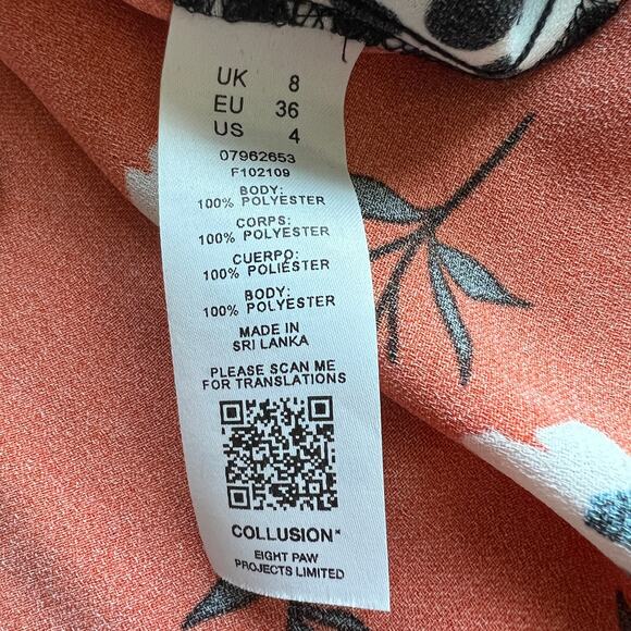 Collusion Flawed Blouse Womens US Size 4 Floral Mixed Pattern FLAWS - Picture 6 of 16